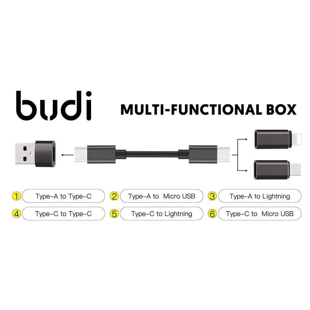 Budi 9-in-1 Smart Adapter Card Storage Data Cable USB Box Universal Card Reader